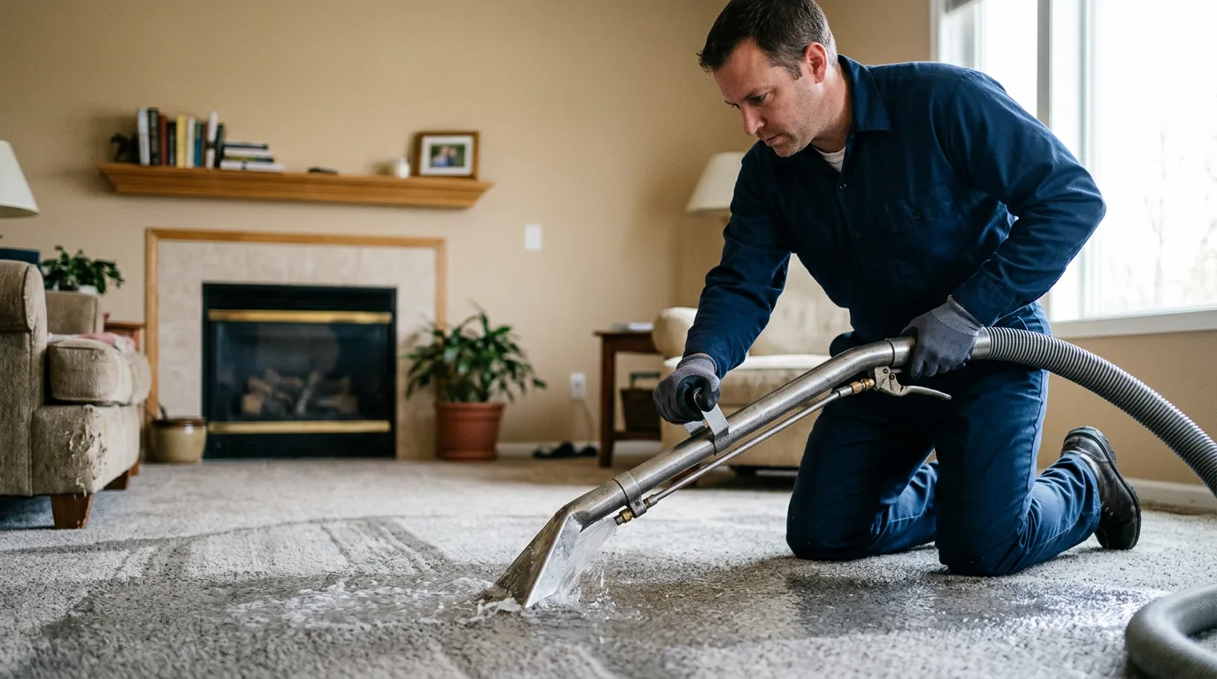 Water damage restoration technician working near Henryetta, OK